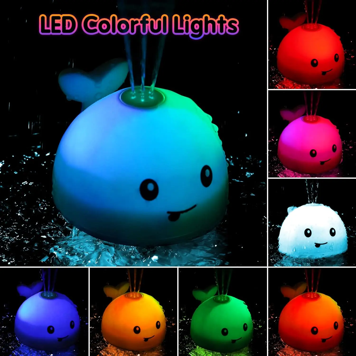 Baby Bath Toys, Whale Automatic Bathroom Toy Sprinkler, Light Up Bath Toys for Baby 6-18 Months Bathtub Fountain Spray Water Toy