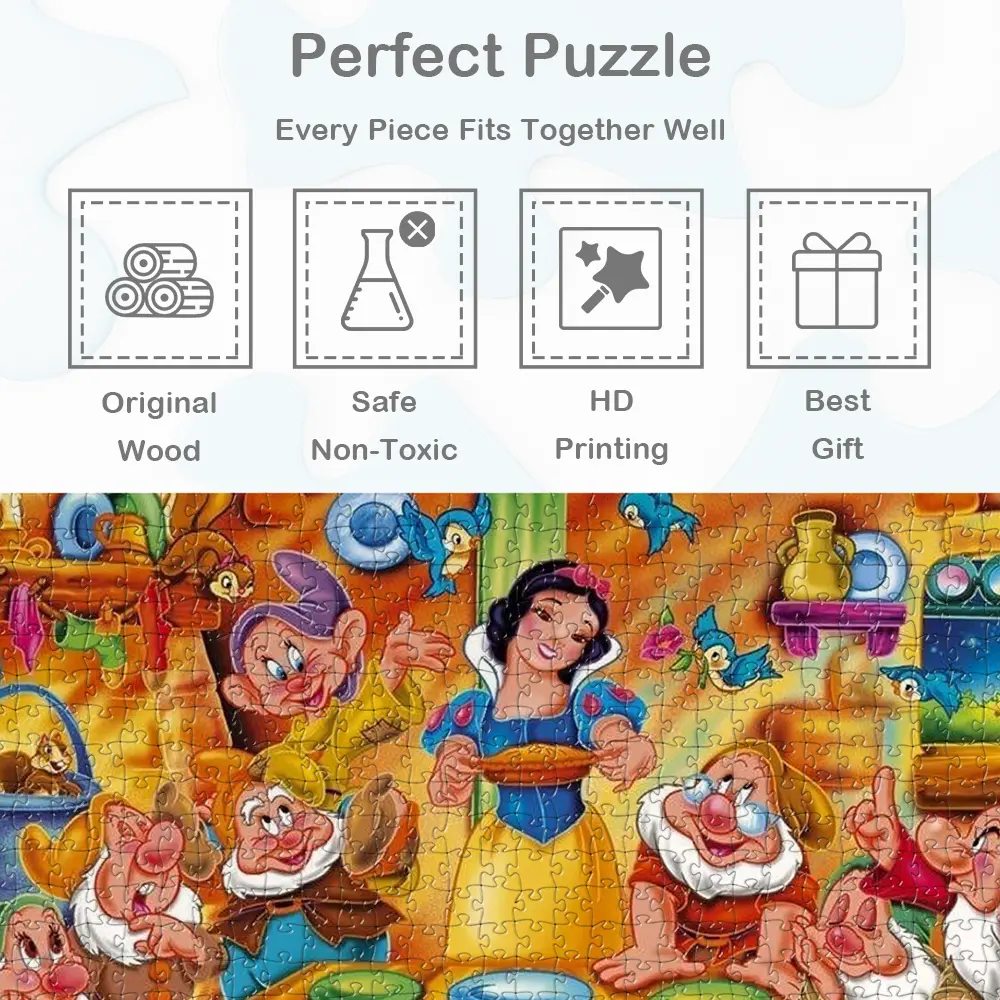 Snow White Jigsaw Puzzles the Seven Dwarfs Puzzles for Adults Classic Disney Cartoon Series Learning Education Montessori Toys