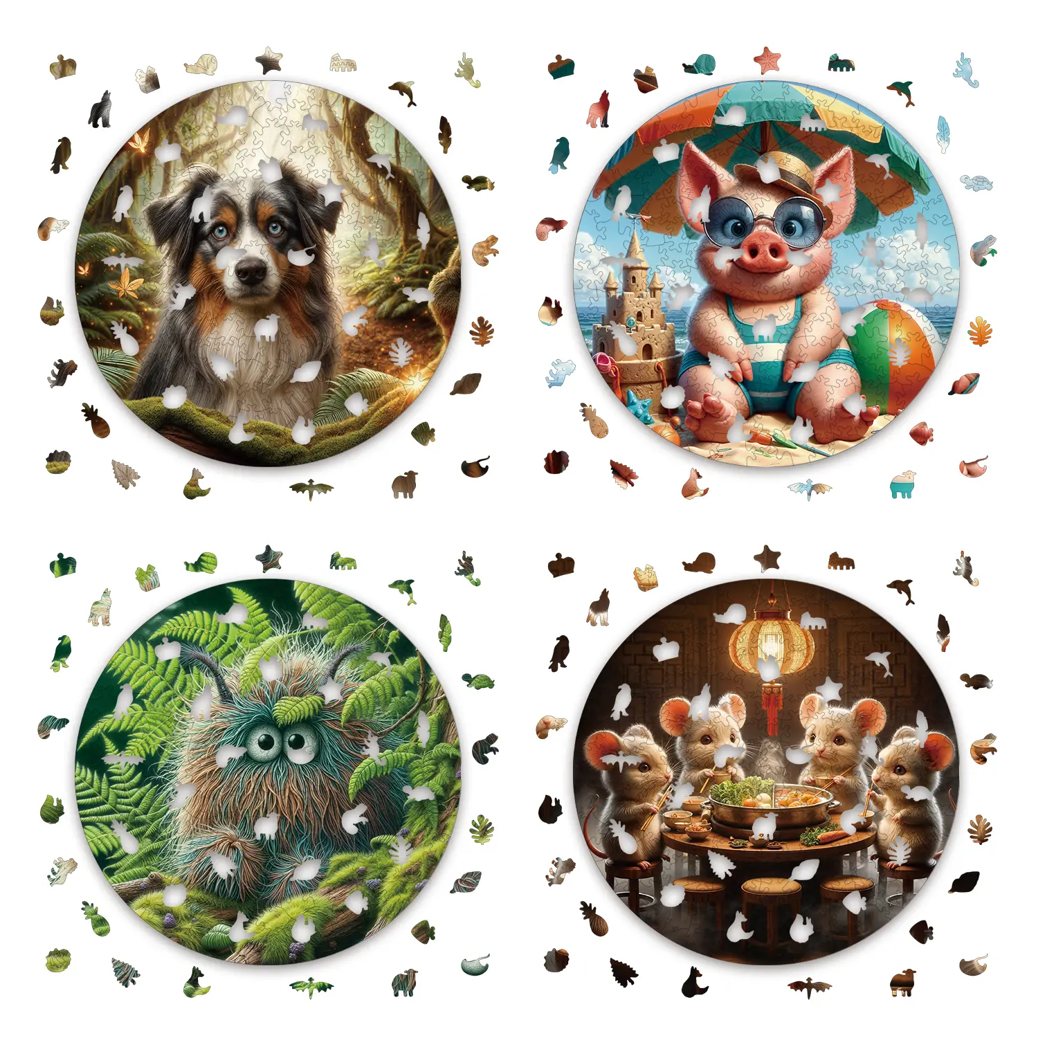 Dog Pig Hairball Mouse Animal Puzzles High Quality Jigsaw Puzzle Wooden Puzzle Best Christmas Gift