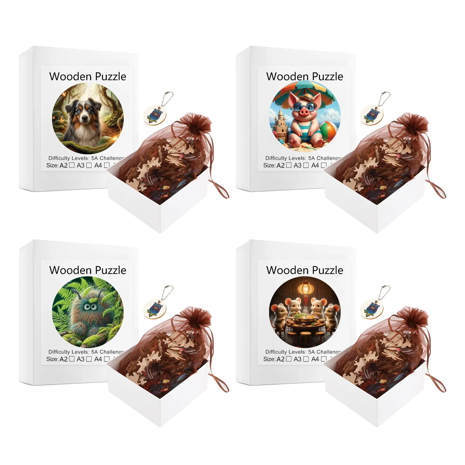 Dog Pig Hairball Mouse Animal Puzzles High Quality Jigsaw Puzzle Wooden Puzzle Best Christmas Gift