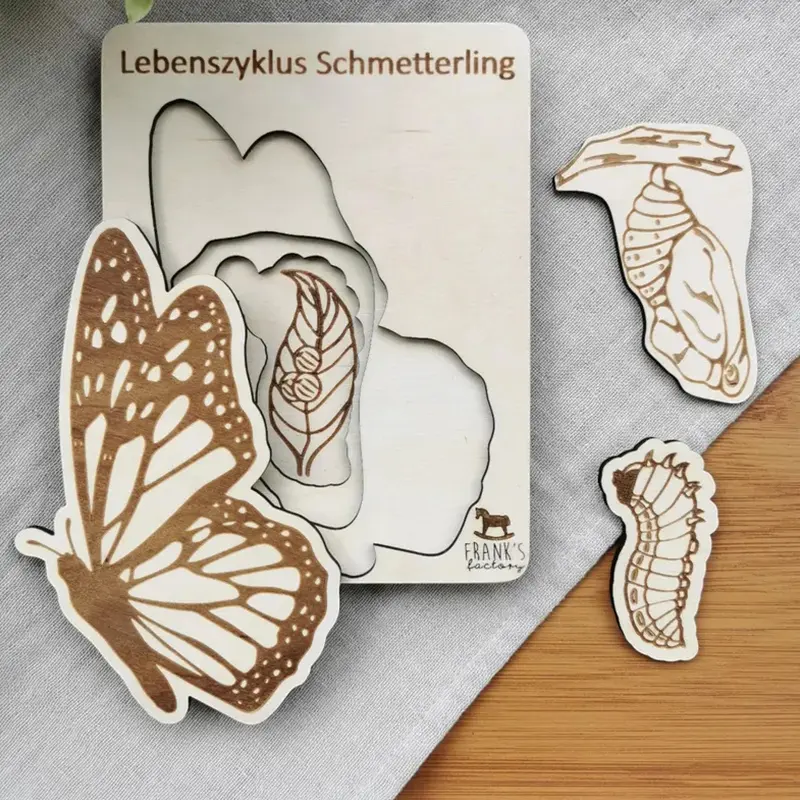 Wooden Life Cycle Puzzle Layered Animal Insect Plant Growth Jigsaw Puzzle Preschool Educational Puzzles Toy For Boys And Girls