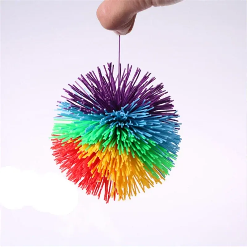 6/9cm Rainbow Fingertips Sensory Bouncy Ball Stringy Balls Great Sensory Fidget Toy Rubber Fur Ball Kids Stress Relief Funny Toy
