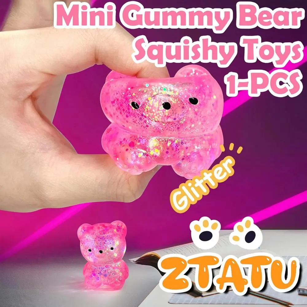 New Gummy Bear Bear Squishy Fidget Toys Soft Funny Squishy Ball Cute Stress Relief Toy for Kids Easter Basket Stuffers