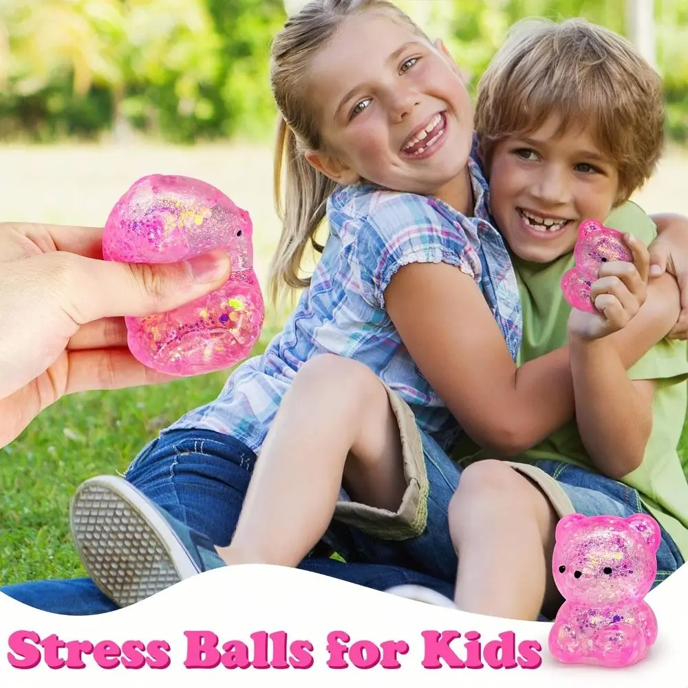 New Gummy Bear Bear Squishy Fidget Toys Soft Funny Squishy Ball Cute Stress Relief Toy for Kids Easter Basket Stuffers