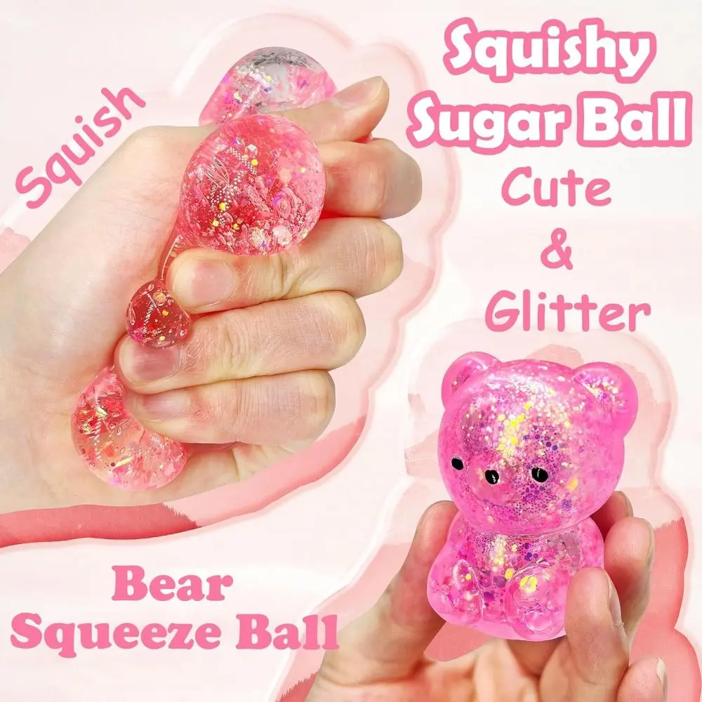 New Gummy Bear Bear Squishy Fidget Toys Soft Funny Squishy Ball Cute Stress Relief Toy for Kids Easter Basket Stuffers