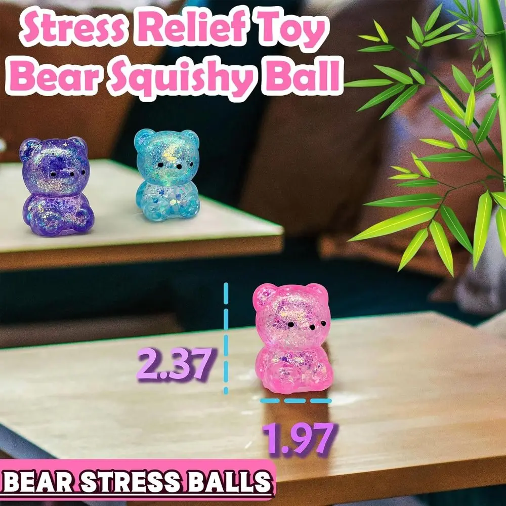 New Gummy Bear Bear Squishy Fidget Toys Soft Funny Squishy Ball Cute Stress Relief Toy for Kids Easter Basket Stuffers