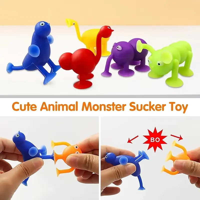 Suction Cups Children Toy Silicone Pieces Games Build Block Suction Bath Toy Sensory Fidget Sucker Toy for Kids 2 to 4 Years Old