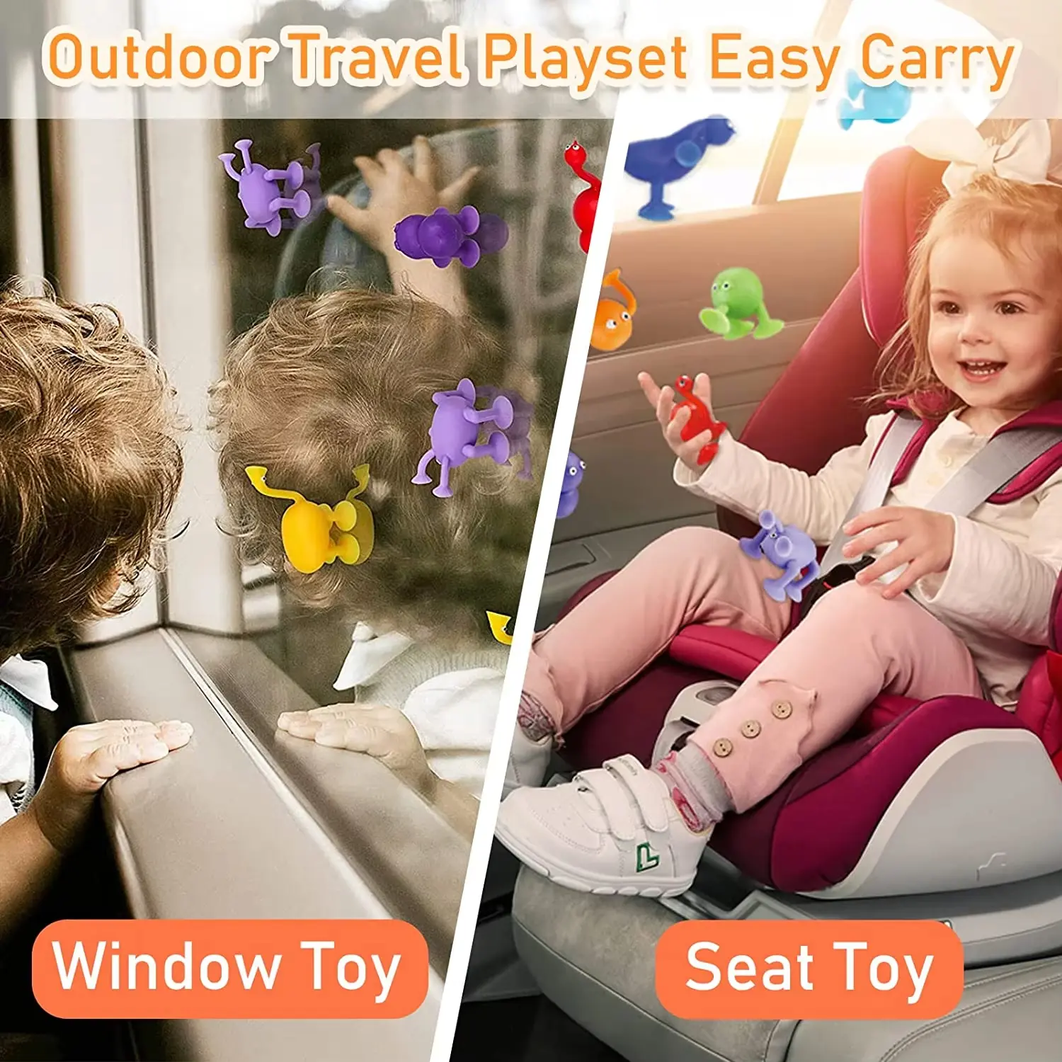 Suction Cups Children Toy Silicone Pieces Games Build Block Suction Bath Toy Sensory Fidget Sucker Toy for Kids 2 to 4 Years Old
