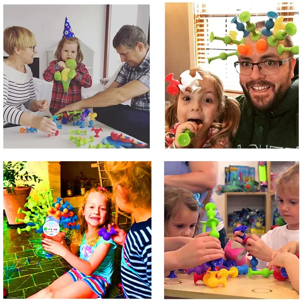 Soft Silicone Building Blocks Toys, Building Blocks Pop Suction Cup Toys, Parent-child Interactive Game, Fidget Toy for Kids