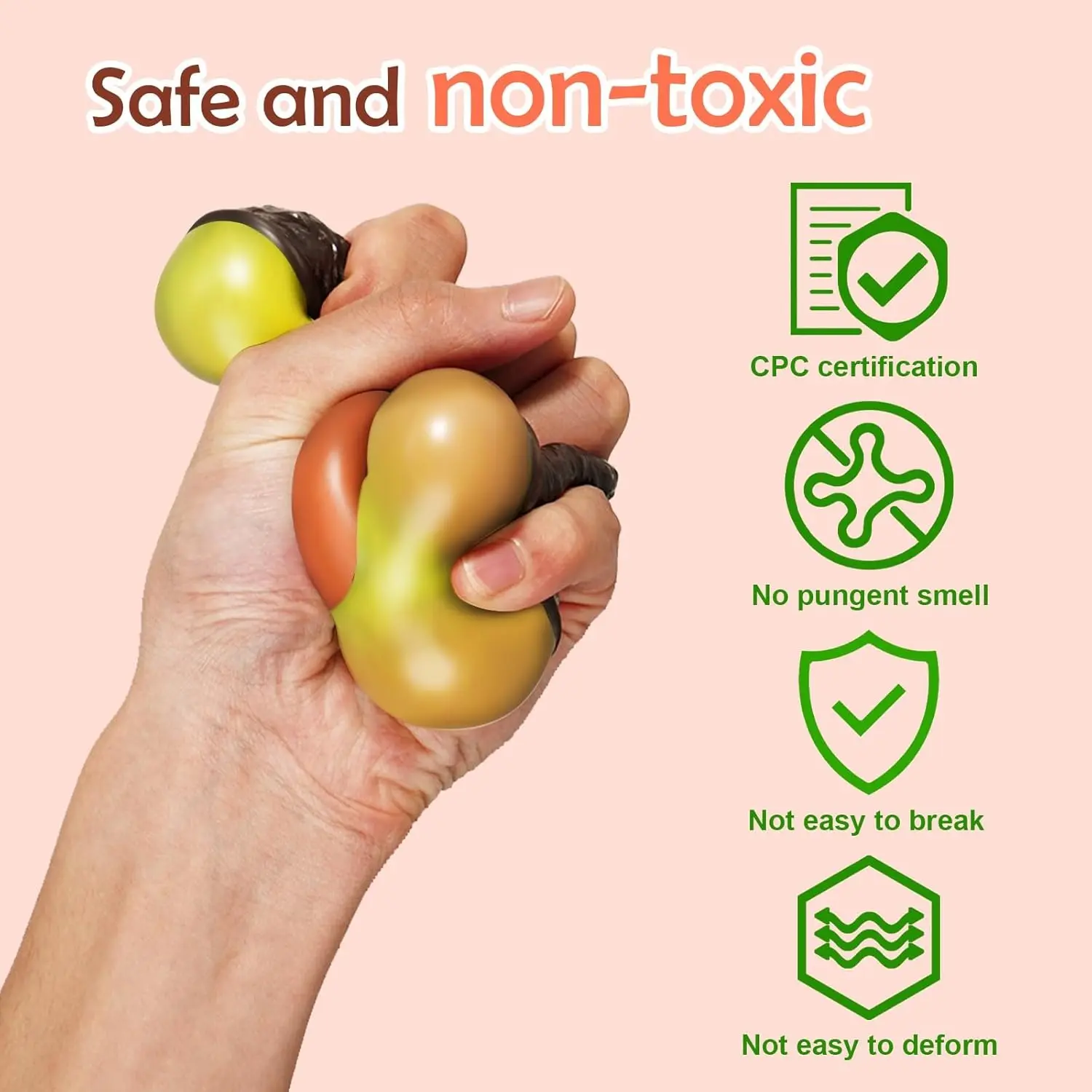Avocado Sensory Toy for Kids Adults Fidget Stress Balls Perfect Squishy Toys for Autism Support & Stress Relief