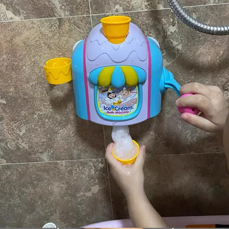 Ice Cream Bath Toys Kids Foam Machine Water Play Toy Ice Cream Maker Bubble Foam Play Machine Powerful Suction Delicate Supplies