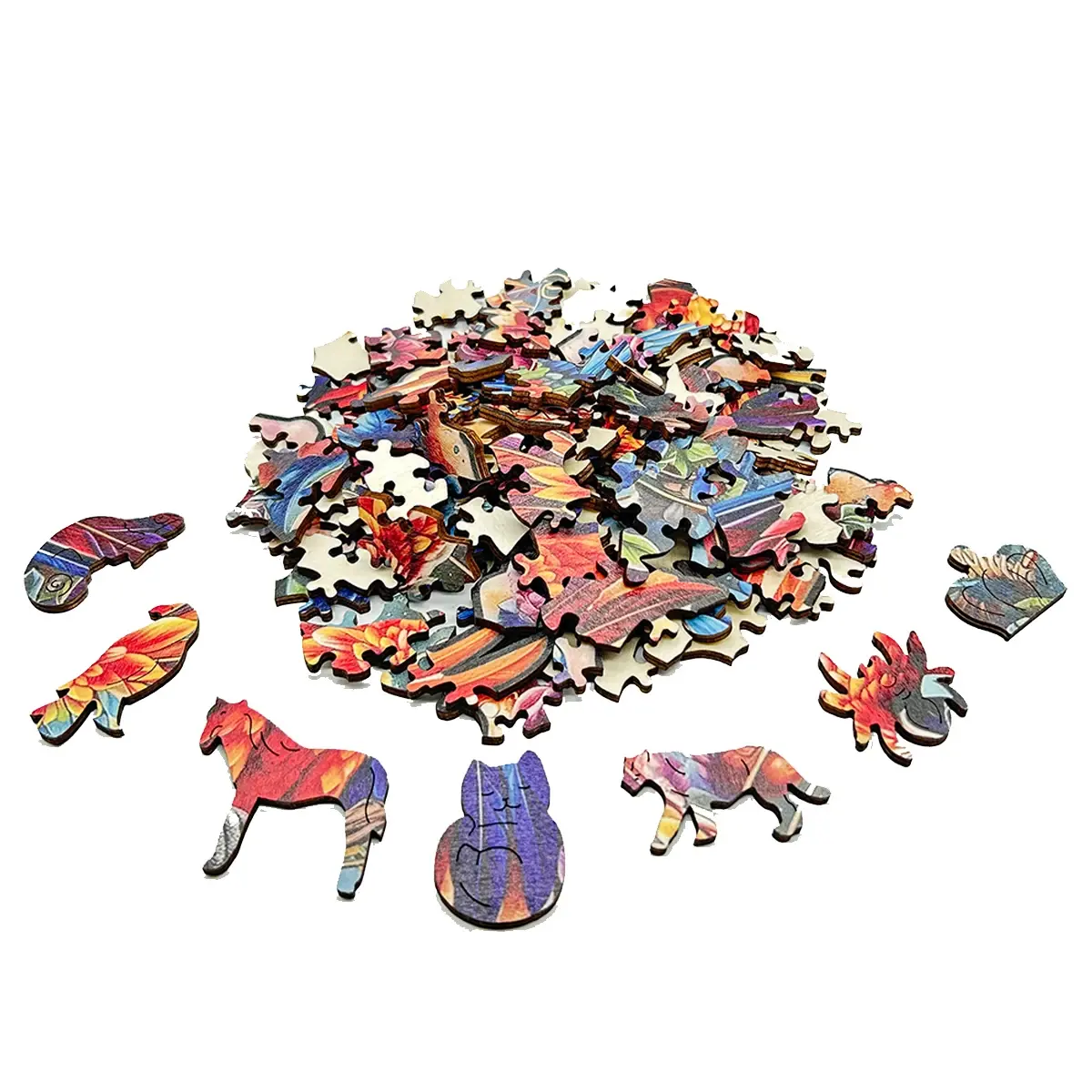 Unique Brain Training Animal Shape 3D Tiger Animal Jigsaw Puzzle Educational Wooden Toy Gift for Adults Kids Interactive Games
