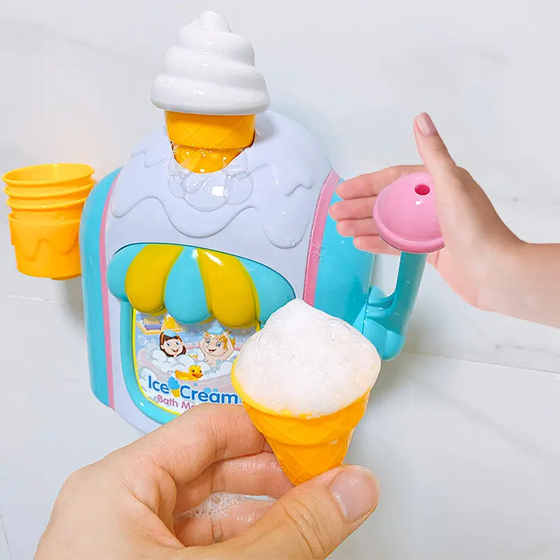 Ice Cream Bath Toys Kids Foam Machine Water Play Toy Ice Cream Maker Bubble Foam Play Machine Powerful Suction Delicate Supplies