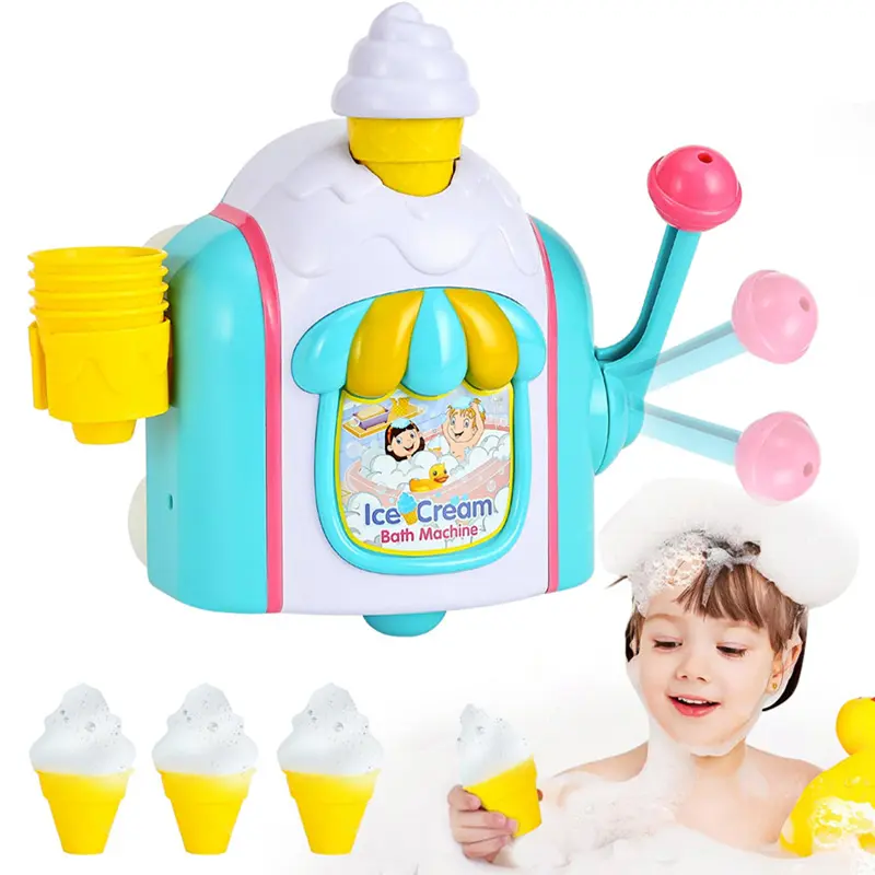 Ice Cream Bath Toys Kids Foam Machine Water Play Toy Ice Cream Maker Bubble Foam Play Machine Powerful Suction Delicate Supplies