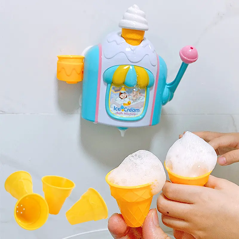 Ice Cream Bath Toys Kids Foam Machine Water Play Toy Ice Cream Maker Bubble Foam Play Machine Powerful Suction Delicate Supplies