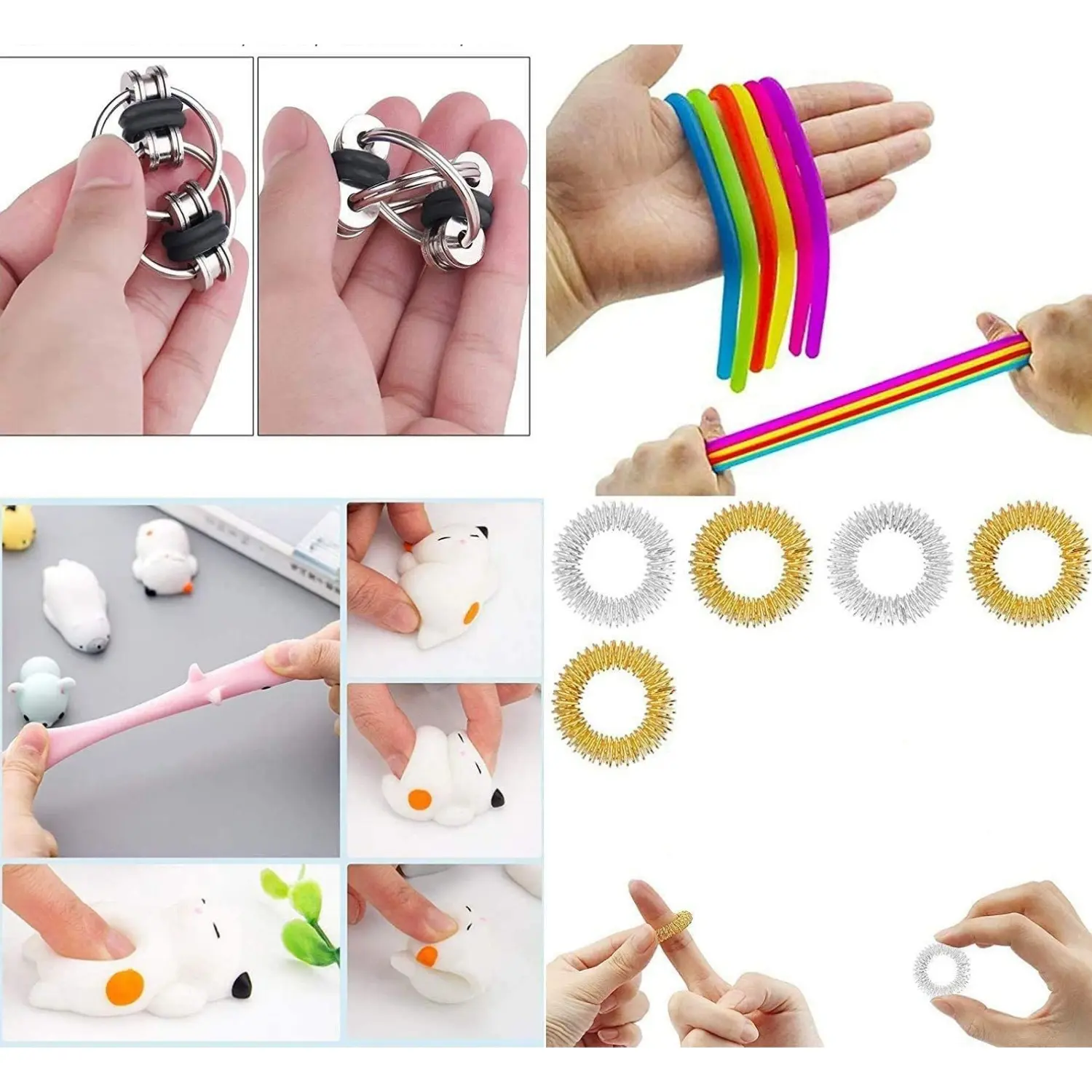 Rainbow Pop Fidget Toys Pack Push its Bubble Stress Relief Sensory Toys for Adult Children Autism Needs Squishy Squeeze Toys