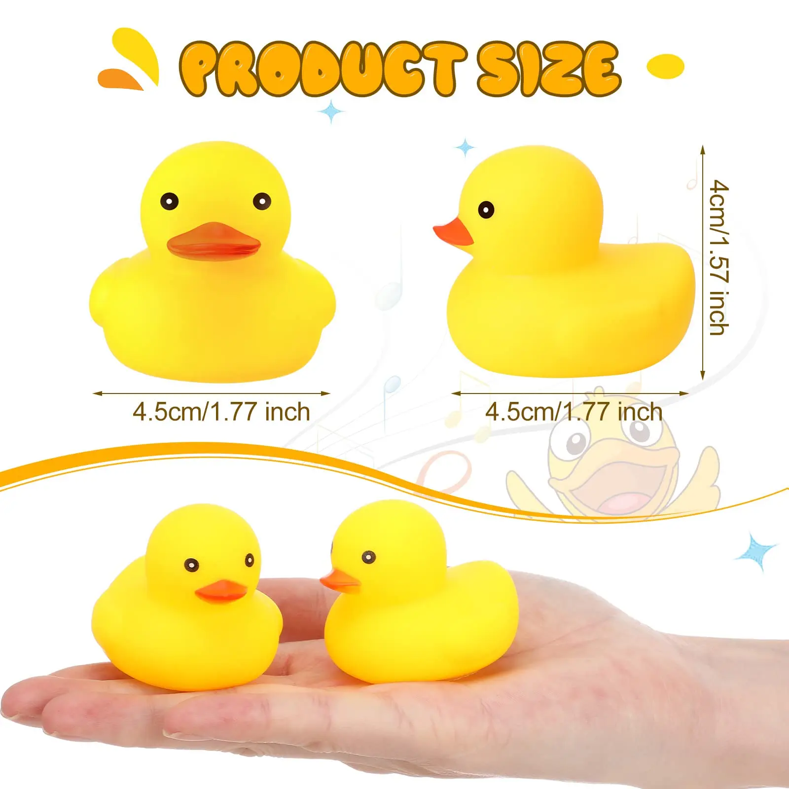 10-200pcs Yellow Rubber Duck Bath Toys, Mini Squeak Ducks Bulk for Tiny Baby Shower Preschool Bathtub Toy Pool Party Supplies