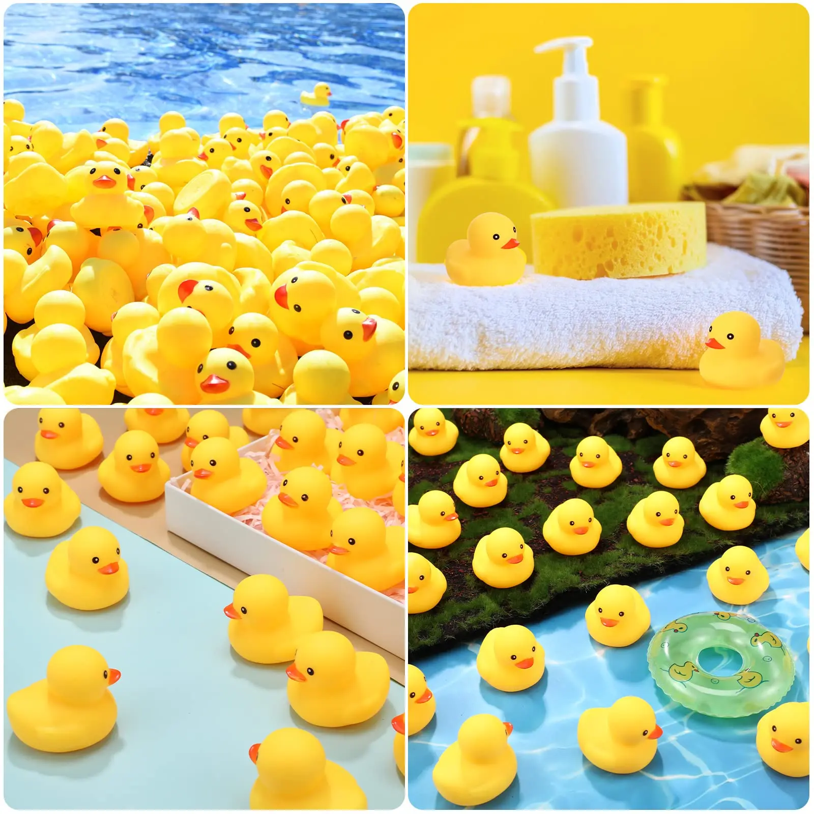 10-200pcs Yellow Rubber Duck Bath Toys, Mini Squeak Ducks Bulk for Tiny Baby Shower Preschool Bathtub Toy Pool Party Supplies