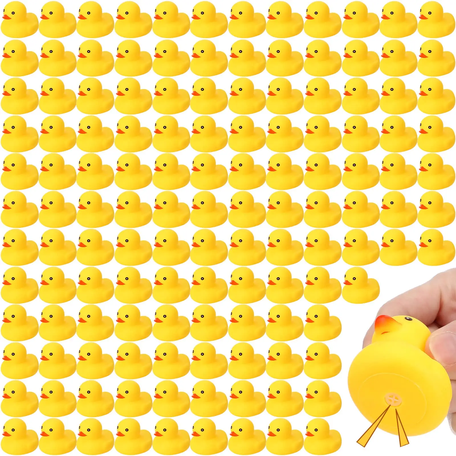 10-200pcs Yellow Rubber Duck Bath Toys, Mini Squeak Ducks Bulk for Tiny Baby Shower Preschool Bathtub Toy Pool Party Supplies