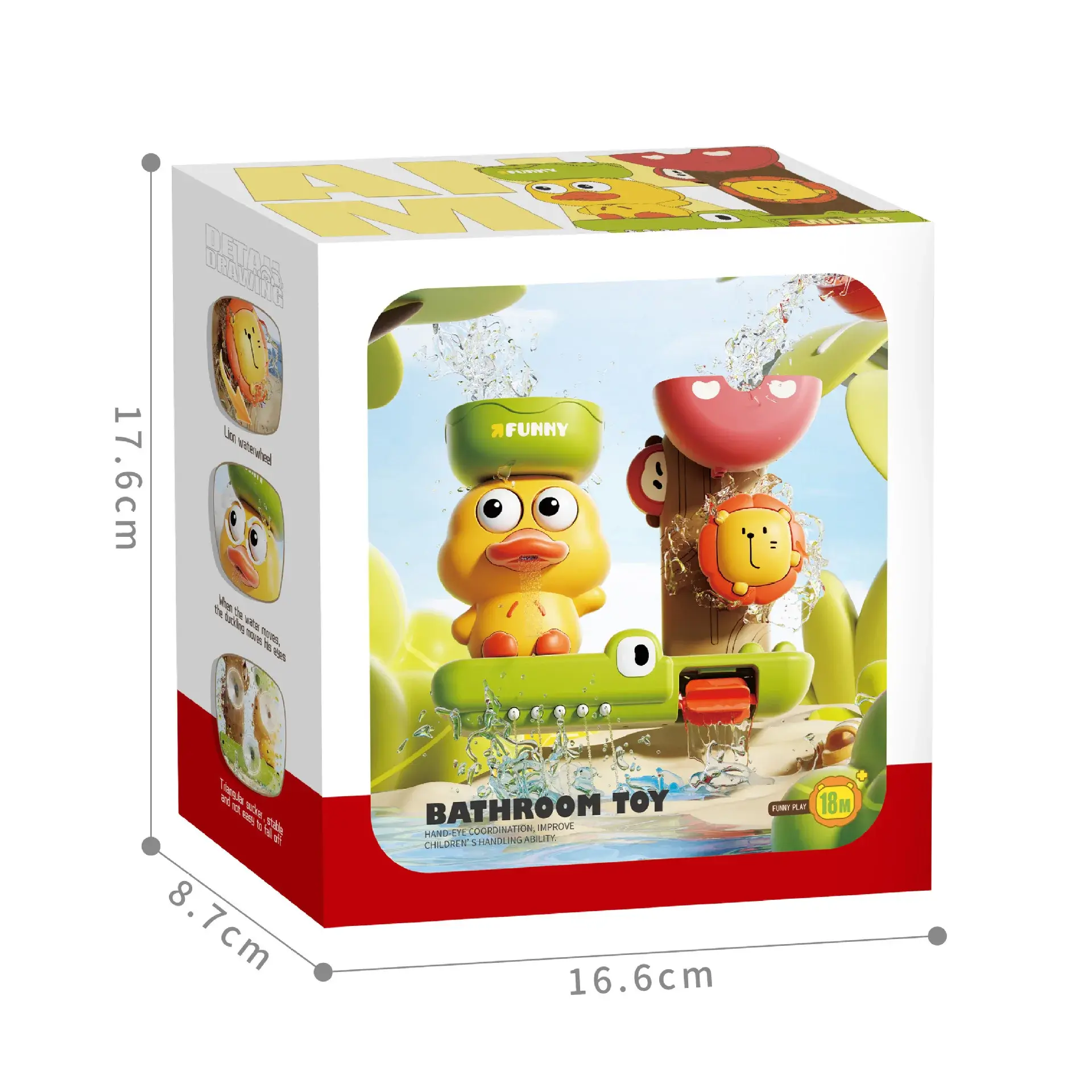 2025 Baby Bath Toy Play Water in Duck Rotating Eyes Lion Waterwheel Children Fun in Shower Bathtub with Suction Cup in Kid Gift