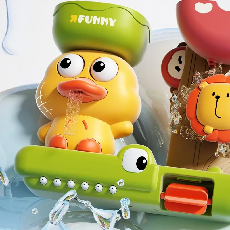 2025 Baby Bath Toy Play Water in Duck Rotating Eyes Lion Waterwheel Children Fun in Shower Bathtub with Suction Cup in Kid Gift