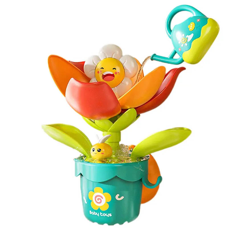 Duck/Flower Shape Baby Bath Toy Play Water in Lion Waterwheel Children Fun in Shower Bathtub with Suction Cup in Kid Gift