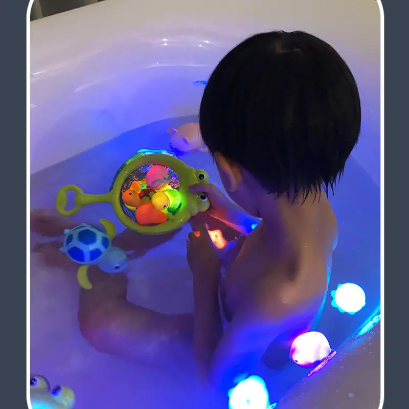 Cute Animals Bath Toy Swimming Water LED Light Up Toys Soft Rubber Float Baby Bath Toys Bathtub  Funny Birthday Gifts