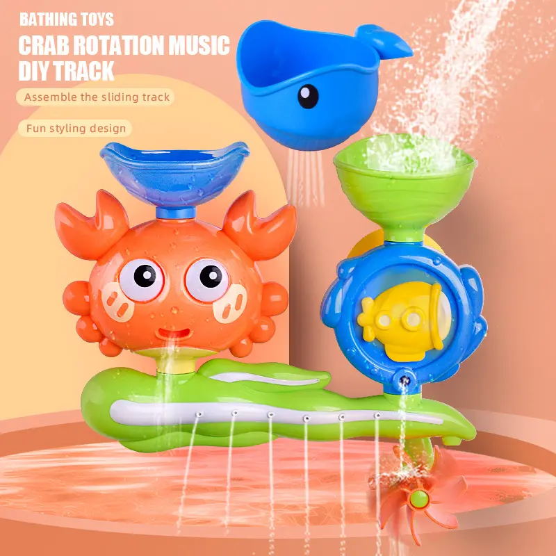 Baby Bathtub Water Play Set Rotating Sprinkler Kids Bath Toys Games for Bath Toddler Bathroom Suction Cup Shower Toys for Infant