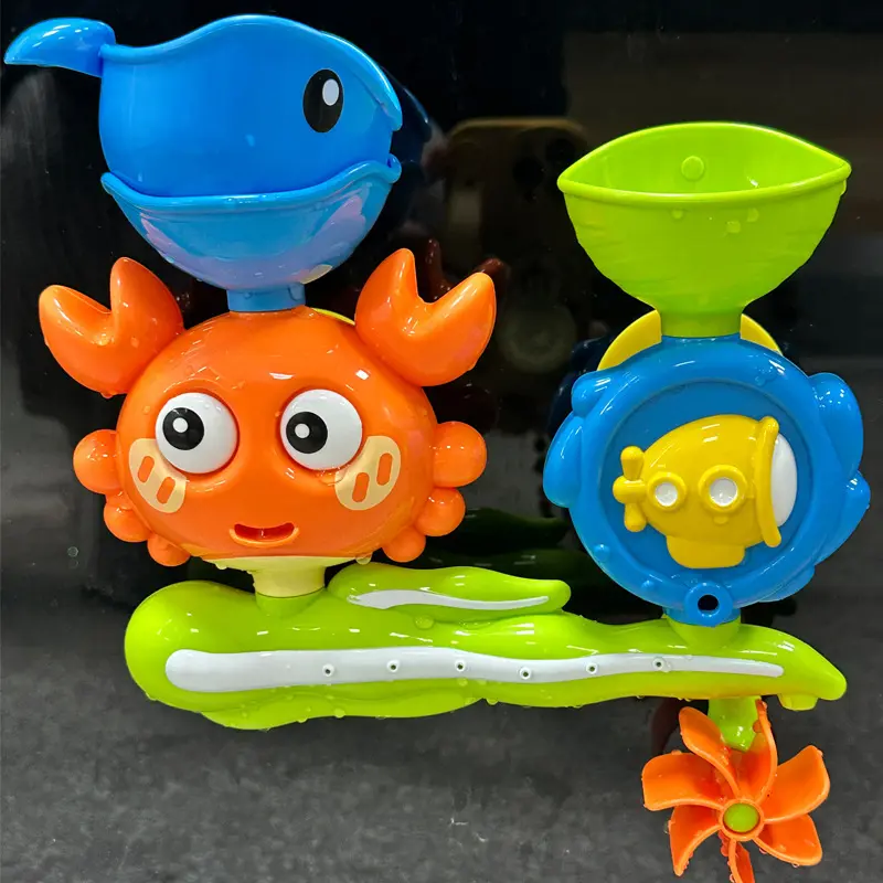 Baby Bathtub Water Play Set Rotating Sprinkler Kids Bath Toys Games for Bath Toddler Bathroom Suction Cup Shower Toys for Infant