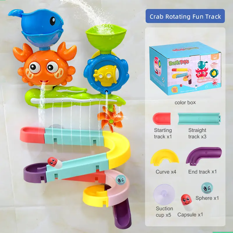 Baby Bathtub Water Play Set Rotating Sprinkler Kids Bath Toys Games for Bath Toddler Bathroom Suction Cup Shower Toys for Infant