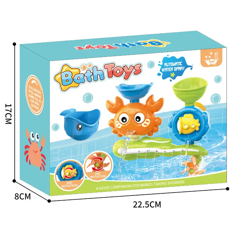 Baby Bathtub Water Play Set Rotating Sprinkler Kids Bath Toys Games for Bath Toddler Bathroom Suction Cup Shower Toys for Infant