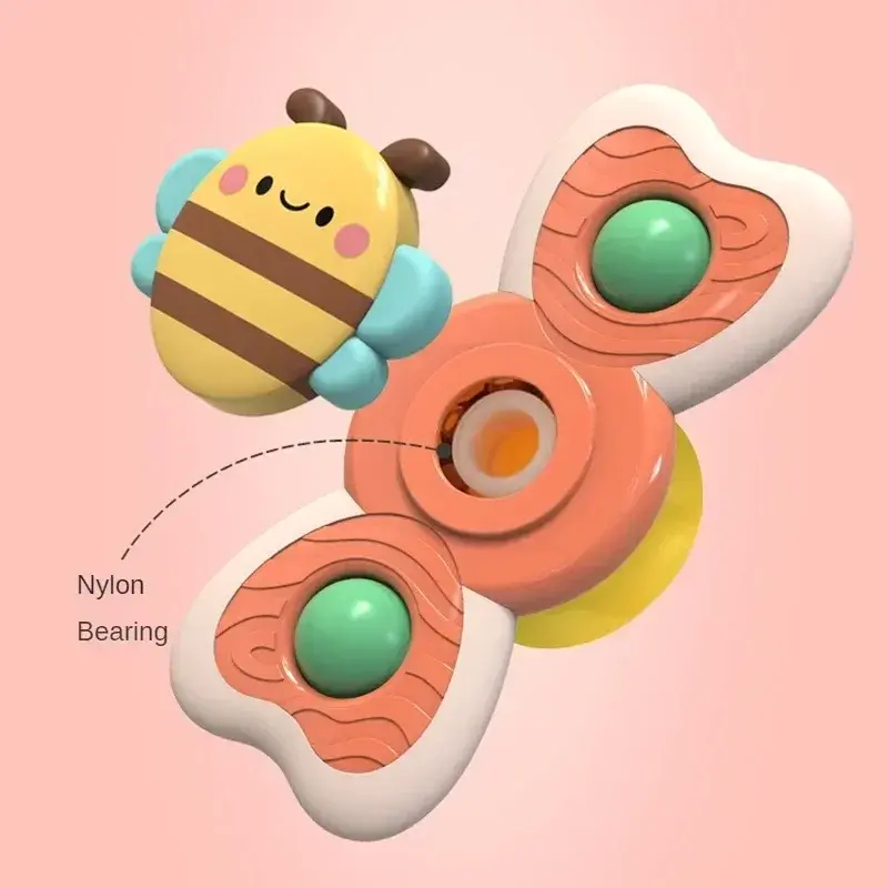 1PC Baby Cartoon Insects Spinners Toy ABS Suction Cup Spinning Top Rattles Fidget Stress Reliever Kids Bath Toys