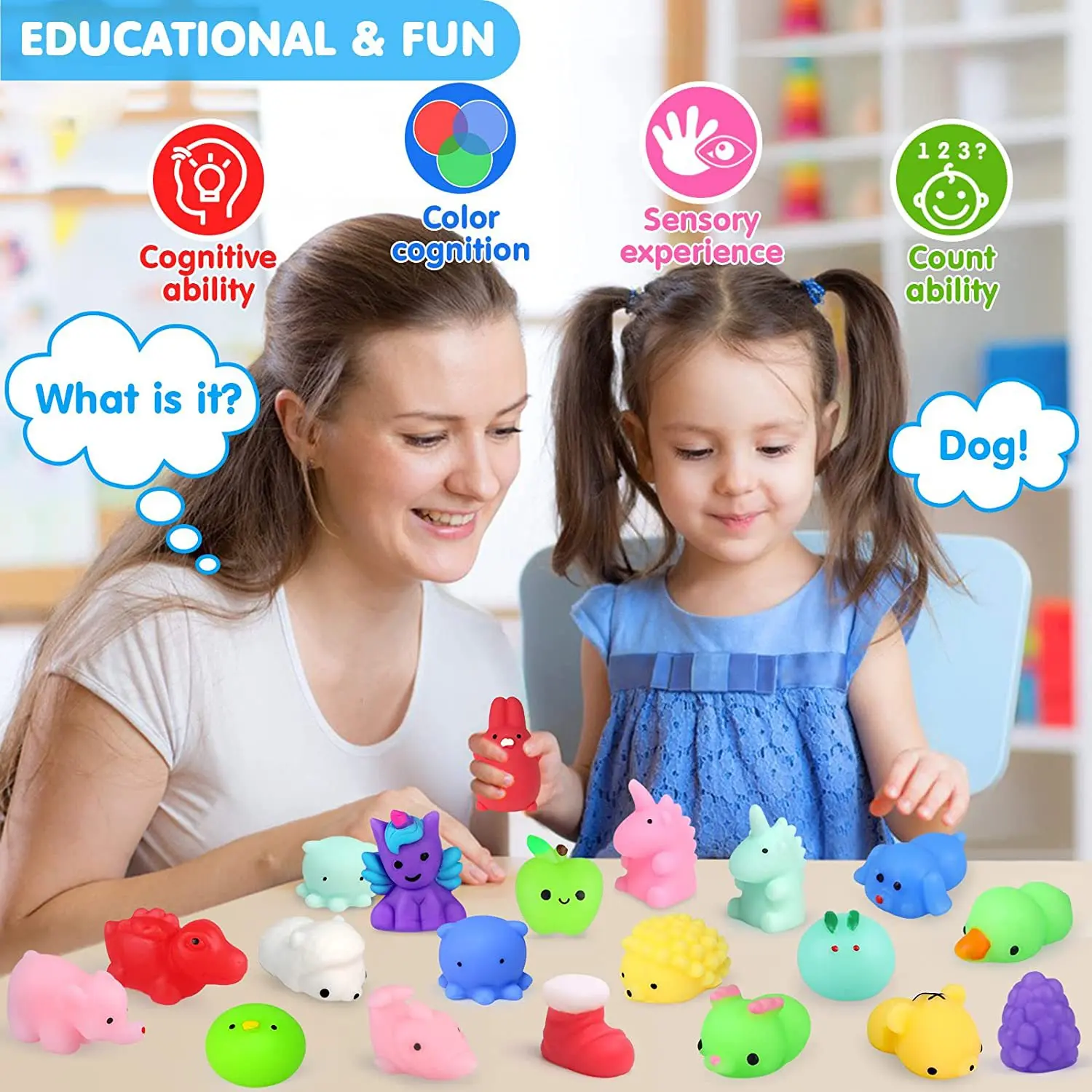 100PC Mini Squishy Toys Mochi Squishies Bulk Kawaii Animals Fruits Squishy Stress Relief Squeeze Fidget Toy For Kids Boys Girls
