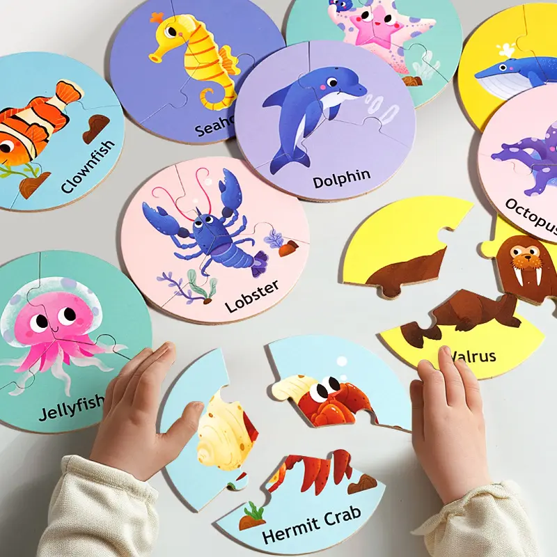 Circular Puzzle, Early Educational Animal Pairing Puzzle, Interactive Focus Logic Training, Board Game Toy, Birthday Gift