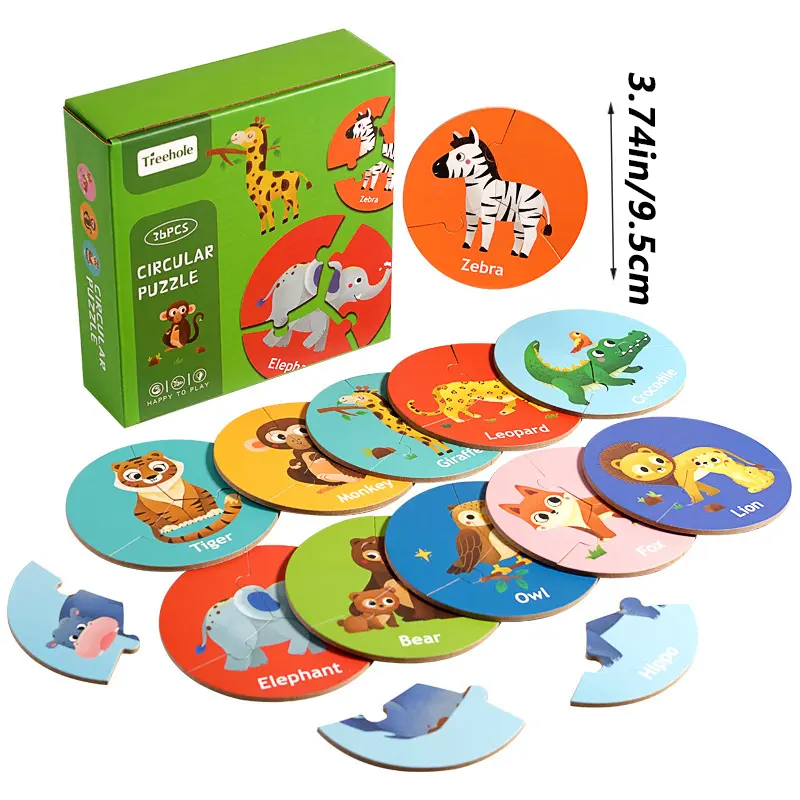 Circular Puzzle, Early Educational Animal Pairing Puzzle, Interactive Focus Logic Training, Board Game Toy, Birthday Gift