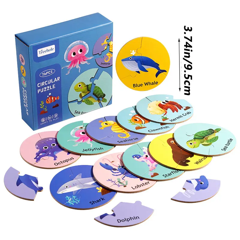 Circular Puzzle, Early Educational Animal Pairing Puzzle, Interactive Focus Logic Training, Board Game Toy, Birthday Gift