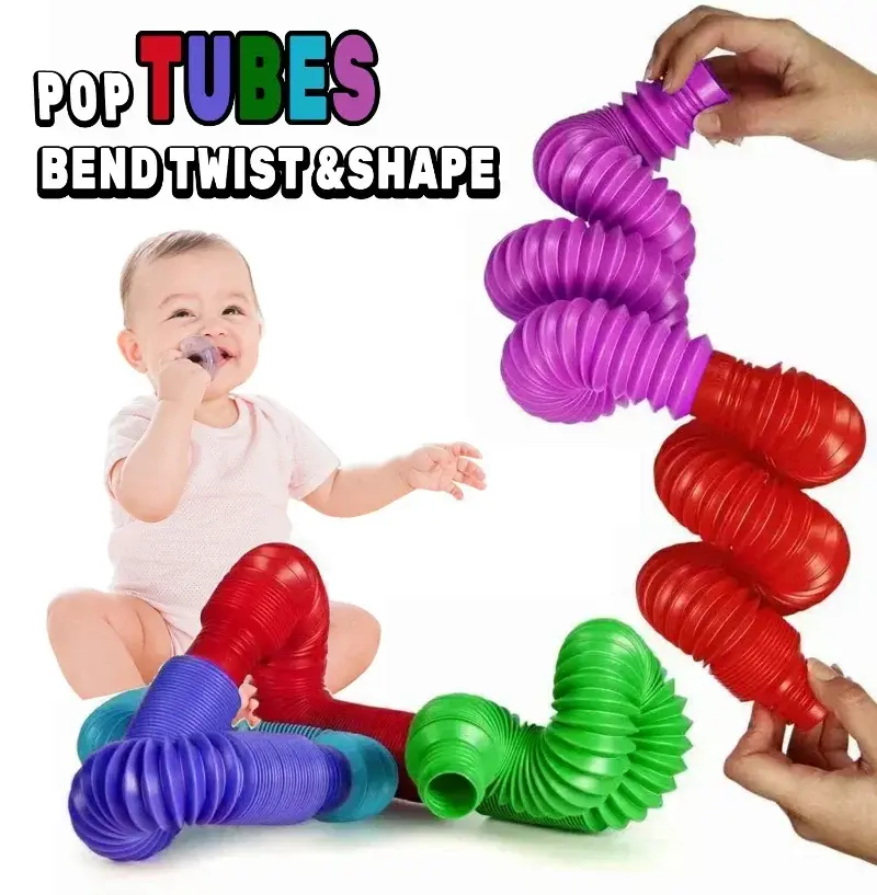 8-40 Pcs Pop Tubes Colorful Telescopic Fidget Toys Sensory Toy for Stress Anxiety Relief for Children Adults Learning Toys Gifts