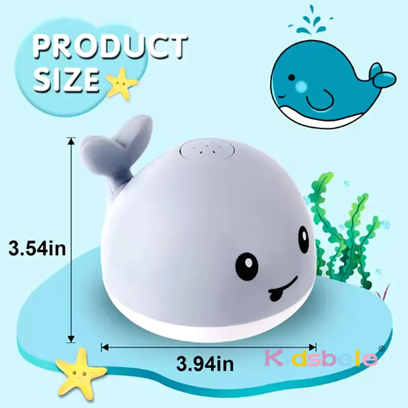 Cute Light Up Whale Sprinkler Bath Toy  Automatic Spray Water Shower Swim Pool Bathing Toy Safe Sensory Play for Kids 1-5 Years