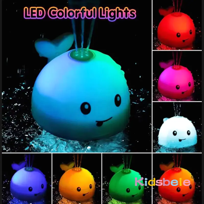 Cute Light Up Whale Sprinkler Bath Toy  Automatic Spray Water Shower Swim Pool Bathing Toy Safe Sensory Play for Kids 1-5 Years