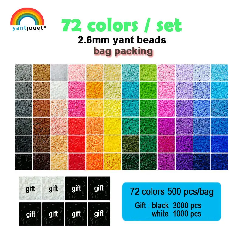 Yantjouet 2.6mm Mini Beads Kit 24 48 72color/set for Kid Hama Beads Diy Puzzles High Quality Handmade Gift children Toy