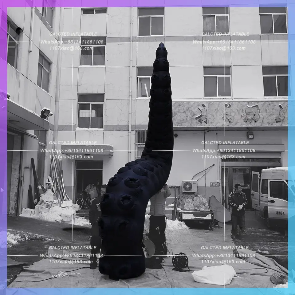Inflatable Octopus Sucker-Bearing Personalized Black Giant Arm Air Blow Up Tentacle For Concert And Building Decoration