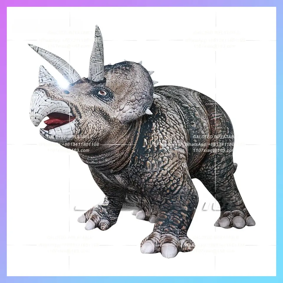 Park Dinosaur With Three Horns Large Inflatable Triceratops Customized Air Blow Up Jurassic For Yard And Garden Decoration