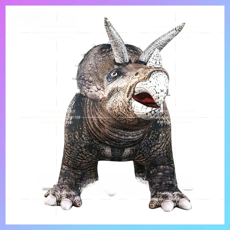 Park Dinosaur With Three Horns Large Inflatable Triceratops Customized Air Blow Up Jurassic For Yard And Garden Decoration