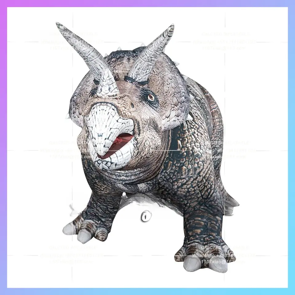 Park Dinosaur With Three Horns Large Inflatable Triceratops Customized Air Blow Up Jurassic For Yard And Garden Decoration