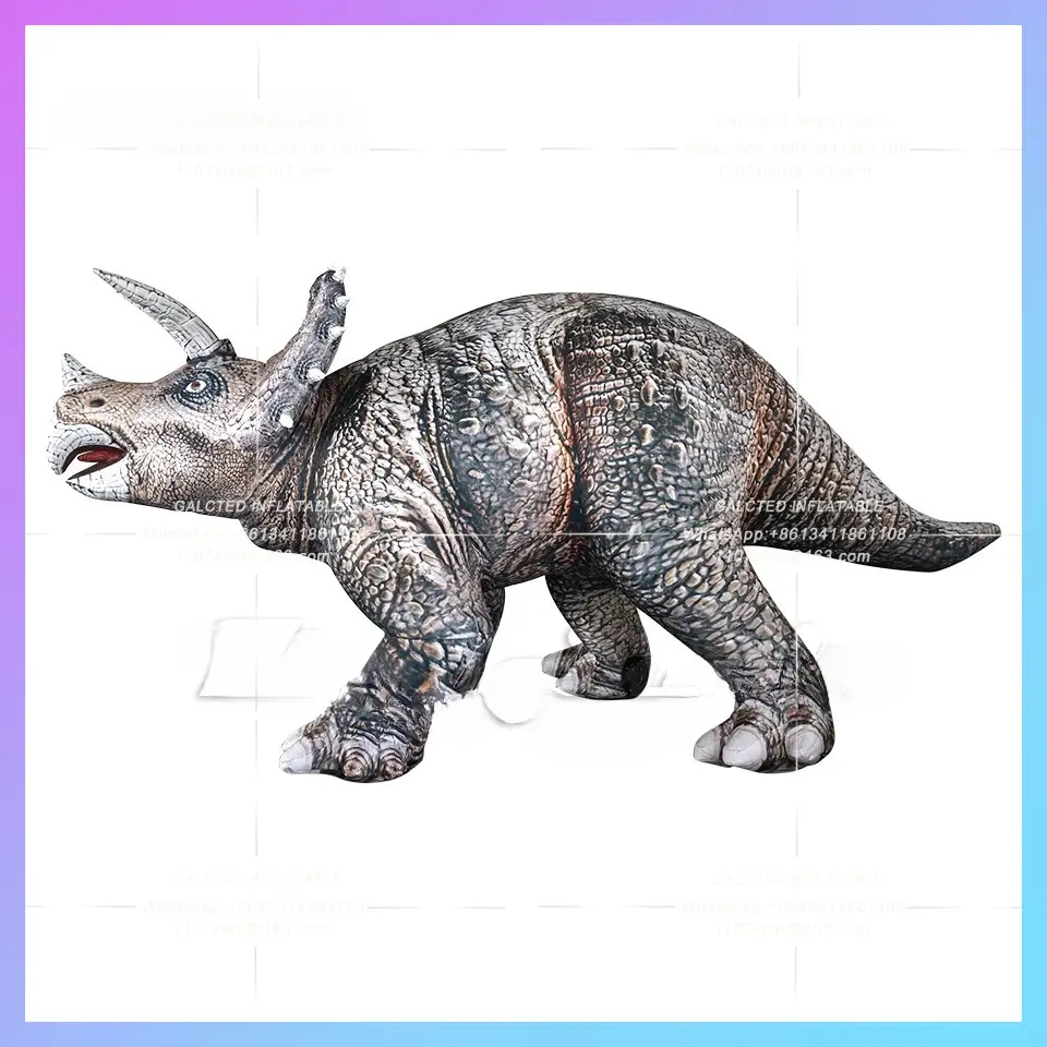Park Dinosaur With Three Horns Large Inflatable Triceratops Customized Air Blow Up Jurassic For Yard And Garden Decoration