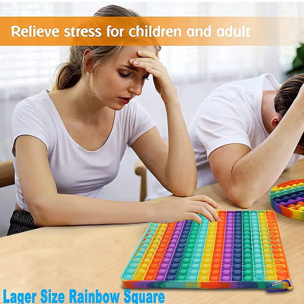 Big Size 20CM Rainbow Square Push Bubble Fidget Toys Children Adult Stress Relief Toy Antistress Squeeze Gift 20CM 30CM XXL
