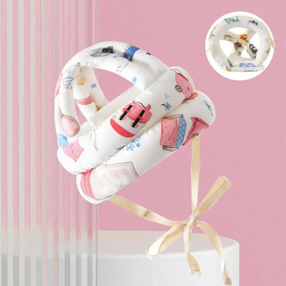 Adjustable Protective Headgear Baby Safety Helmet Cotton Thickened Toddler Anti-fall Hat Pearl Cotton Polyester