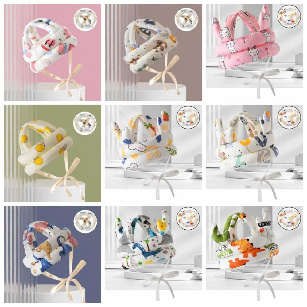 Adjustable Protective Headgear Baby Safety Helmet Cotton Thickened Toddler Anti-fall Hat Pearl Cotton Polyester