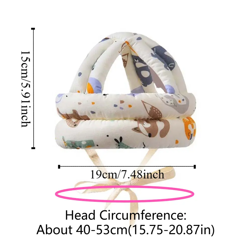 Adjustable Protective Headgear Baby Safety Helmet Cotton Thickened Toddler Anti-fall Hat Pearl Cotton Polyester
