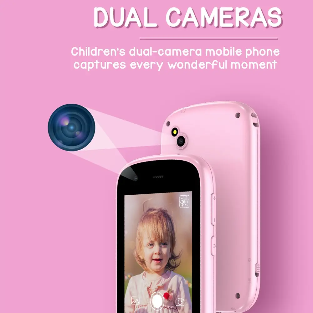 Mini Kids Phone Habit Tracke Camera 2.8inch IPS Word Learn Toy Phone MP3 Player Clock Audio Book Storytelling Eduational Toys